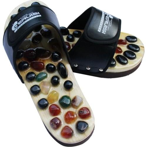 Free shipping massage Natural cobblestone agate stone massage slippers foot care at home acupoint seniority acupuncture massage