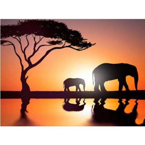 Diamond Mosaic Animal Elephant Stitch Full Square 5D Diamond Painting Sunset Embroidery Sale Picture Rhinestone Drop Ship yy708