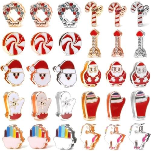 2Pcs/Lot 45 Styles Santa Claus Slide Charm Beads Fit 10mm Mesh Bracelet For Women Christmas Jewelry Accessories Making