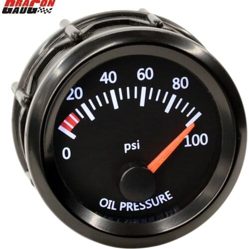 Dragon 2" 52mm Stepper Motor White BackLight Auto Car Oil Pressure Gauge Refit Instrumen 0-100 Psi Meter