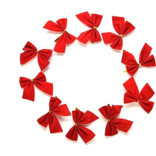 12pcs Christmas Tree Bow Decoration Baubles New Year Ornaments Santa Claus Christmas Decoration Supplies Xmas Party Bows