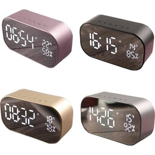 HOT SALE S2 Bluetooth Speaker Wireless Mini Alarm Clock FM Radio Bass Speaker LED Display Alarm Mirror Clock Dropshipping