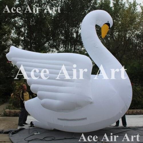 Customized refined giant inflatable white swan relplica model for advertising/zoo display/outdoor/indoor decoration