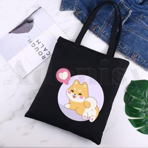 Kawaii Japanese Shiba Inu Funny Animal Dogs Cute Large Capacity Storage Handbag Shoulder Bag Tote Reusable Student Bookbag