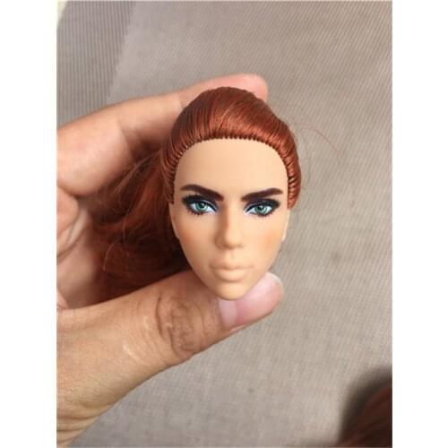 Black Widow Doll Head Collection Rooted Hair Heads 1/6 Lady Toy Head DIY Toy Parts Female Doll Heads Girls Birthday Gift
