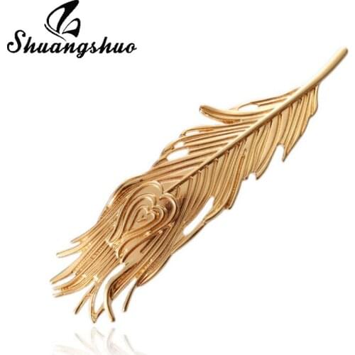 Shuangshuo Fashion Christmas Gifts Feather Hair Accessories Hair Ornaments Leaf Hair Clip Leaves Hairpins Party Decoration Women
