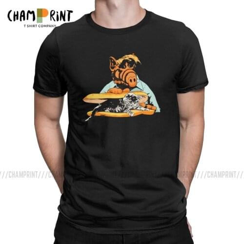 Mens Kitty Sandwich Alf The Extraterrestrial Tv Show T Shirts Melmac 100% Cotton Clothing Funny Tees Birthday Gift T-Shirts