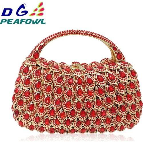 New style Multicolor Women red Clutch Tassel Crystal Bags With Handle Diamonds Finger Ring Wedding Handbags Purse bolso paja