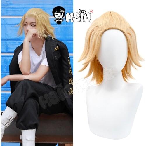 Manjiro Sano Cosplay wig Tokyo Revengers Cosplay HSIU Creamy golden short hair Free wig Cap Anime Tokyo Revengers cosplay wig