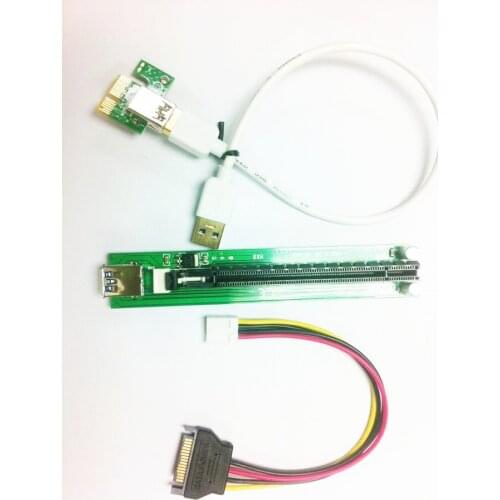 PCI-E Express 1X to 16X Riser Card +USB 3.0 Extender Flexible Extension Cable with power supply for bitcoin litecoin miner 30cm