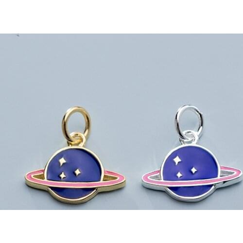 Cartoon Blue Planet 925 Sterling Silver Dangle Charms Women Decoration S925 Silver Jewelry Pendants DIY Earrings Bracelets Make