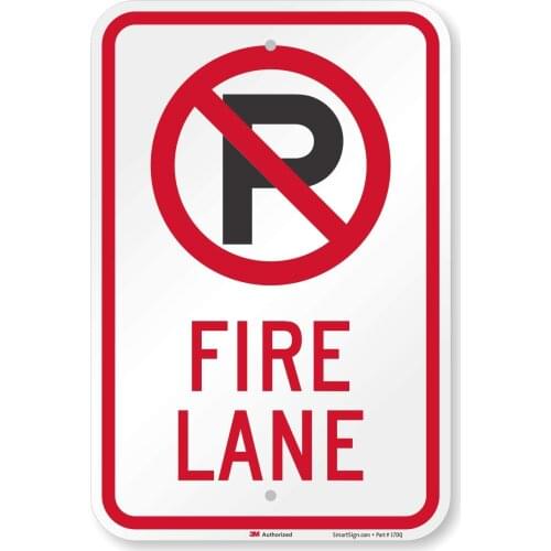 SmartSign 3M reflector de grado de Ingeniero firmar la leyenda "fuego Lane" con 8 "de alto x 12" ancho negro/rojo sobre blanco