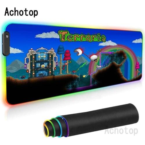 Terraria RGB Mouse Mat Padmouse Gaming Mousepad Game Large Mousepad LED Light Gaming Mouse Pad Notbook Mousemat PC Rubber Mat