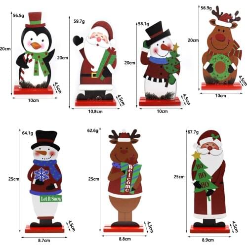 Christmas Wooden Table Decorations Wooden Sign Table Centerpiece Wooden Santa Ornament for Christmas Dinner Coffee Party Decor