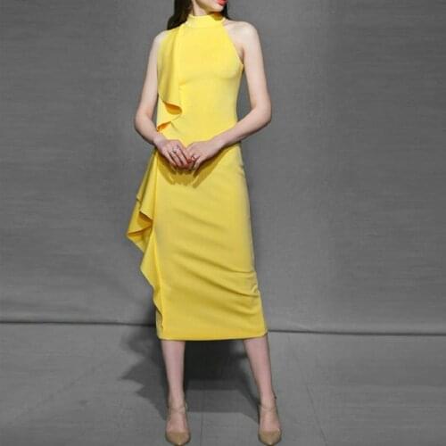 Sexy Womens Dress 2018 Autumn Sleeveless Tank Dress Ruffles Sheath Long Dress Party Bridesmaids Infinity Robe Longue Femmel