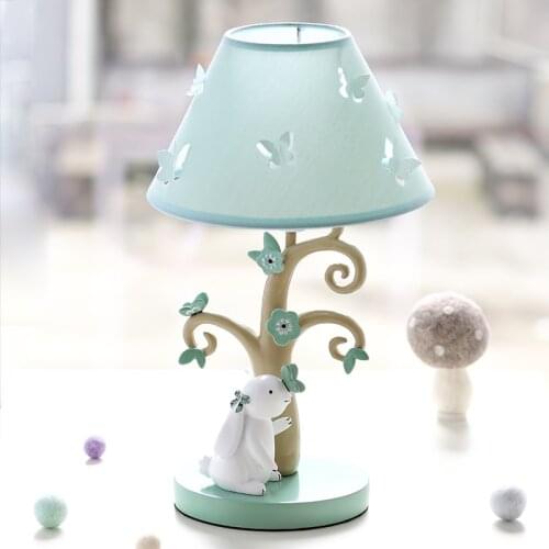 Modern Cute Fabric Table Lamps Rabbit Lamp Led Stand Light Fixtures Desk Lights for Kids Baby Girl Bedroom Luminaire Home Deco