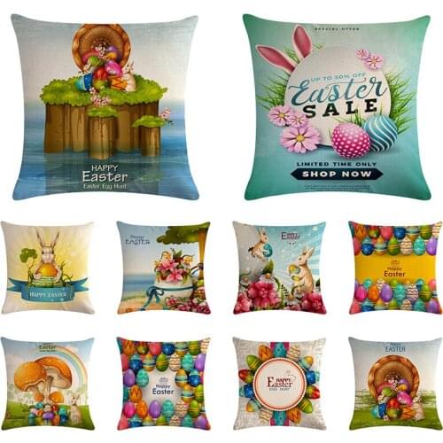 Cute Cartoon Easter Bunny Eggs Decorative Throw Pillows Covers Letters Cushion Cover Home Decoration Accessories for KidsTX89