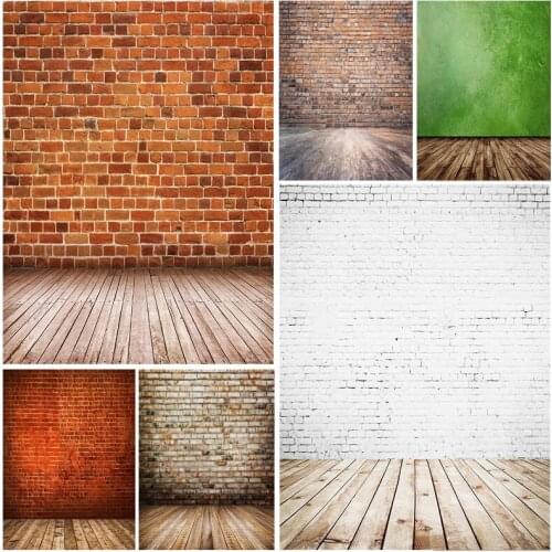 SHENGYONGBAO Vinyl Custom Vintage Brick Wall Wooden Floor Photography Backdrops Photo Background Studio Prop 21712 YXZQ-06