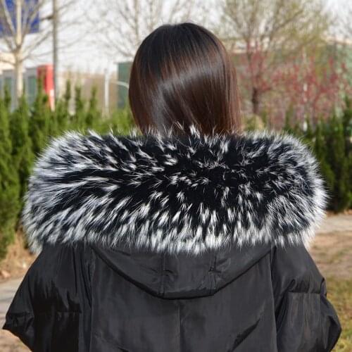 100% real natural jacket fur collar real raccoon fur womens scarf winter coat womens neck long warm real fur scarf
