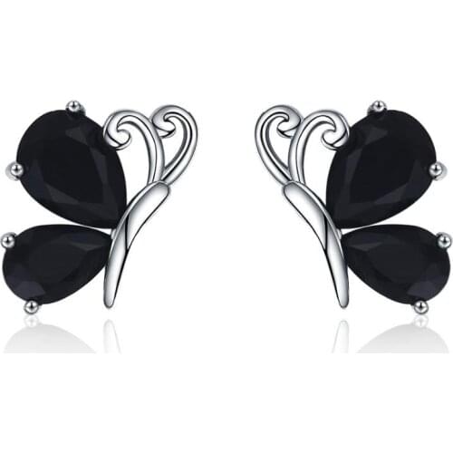 SODROV Romantic 925 Sterling Silver Jewelry Natural Butterfly Party Stud Earrings joyas de plata 925 for Women Bijoux I107