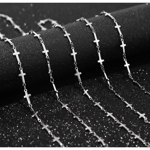 1meter stainless steel cross link chain DIY jewelry finding 5MM width