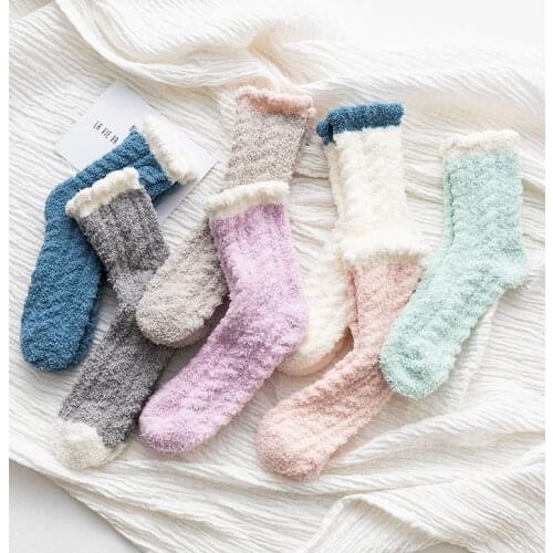 13 Pairs Per Set Coral Velvet Socks Womens Winter Thick Warm Sleep Socks Autumn and Winter New Sleep Socks for Winter