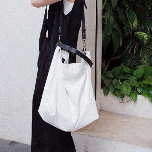 2021 Soft Leather Large-Capacity Solid Color Large Women Bag Ladies Casual Shoulder Bag Dark Gothic Handbag