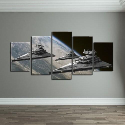 Star Wars Space 5 Pieces Picture Spaceship Spacecraft Print Canvas Art Painting Living Room Wall Decoration Destroye Poster