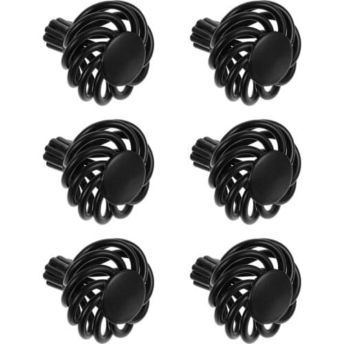 6Pcs Metal Cabinet Knobs, Black Handles, Birdcage Round Handles, Single Hole Knobs for Furniture Accessories