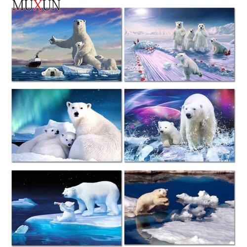5D Diy Diamond Painting Animal Full Diamond Embroidery Bear New Product Mosaic Diamond Polar Bear Cross Stitch Mosaic Decoration