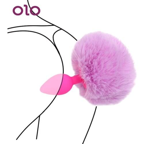 OLO Anal Toy Butt Plug Bunny Cute Hairy Rabbit Tail Anal Plug Anal Sex Toys for Woman Men Gay G Spot Prostate Stimulation