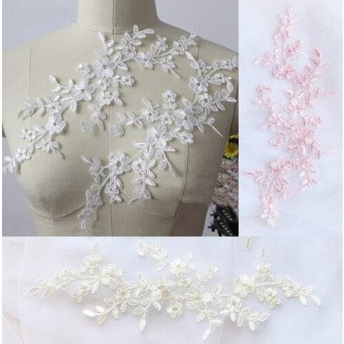 Free Shipping 5Pairs Delicate Embroidered Lace Applique Lace Trim Dress DIY Lace Accessories