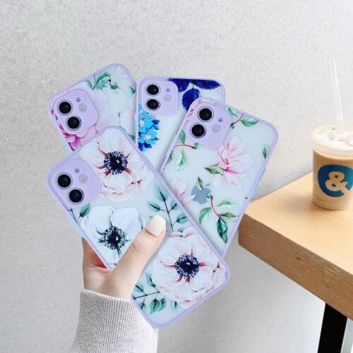 Fashion Cute Art Painted Flower Pattern Phone Case For iPhone 11 Pro Max XR XS Max 7 8 Plus 12 Mini Colorful Cartoon Back Cover