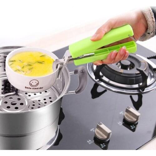 Hot Universal Handheld Anti-Scald Plate Holder Multifunction Stainless Steel Bowl Clip Cute Microwave Oven Kitchen Tool Clamps