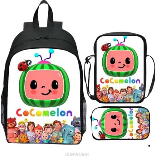 Cocomelon Childrens School Bag 3pcs Backpack Children School Boys and Girls Mochilas Infantil Cartoon Backpack