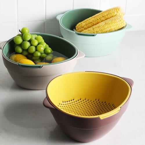 Double-Layer Drain Basket Kitchen Color-Matching Fruit And Vegetable Sink Round Vegetable Washing Artifact