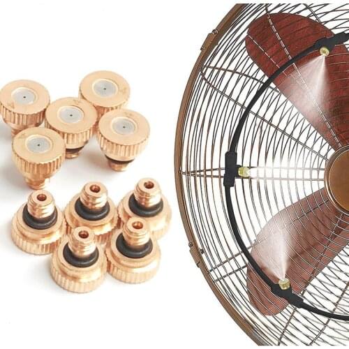 HEMAN 50 Pack Brass Misting Nozzles for Garden Patio Lawn Landscaping Dust Control and Outdoor Cooling Misting System UNC10-24