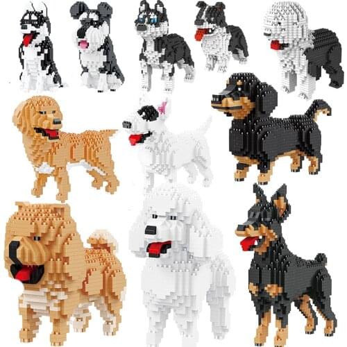 3d Animal Diamond Cartoon Dog Mini Dachshund Model Block Building Assembly Brinquedos Brick Educational Toy For Children Gifts