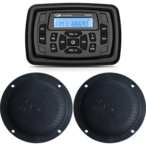 Marine Boat Stereo Radio Audio Radio FM AM Bluetooth Receiver MP3 Car Player+4" Marine Waterproof Speaker For RV UTV Motorcycle