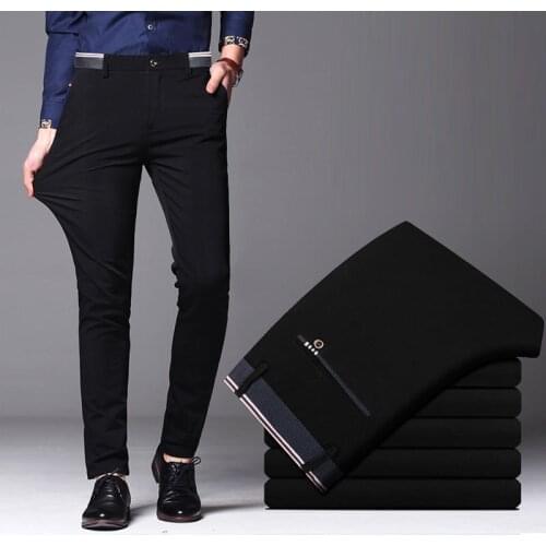 2020 Men Dress Pants Spring Autumn Fashion Business Casual Long Pants Suit Pants Male Elastic Straight Formal Trousers Plus Size