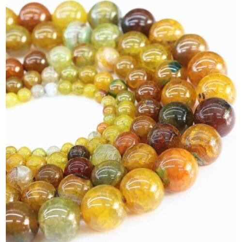 Natural Tea Dreamy Dragon Agates Stone Round Beads Women Men Polished Diy Accessories Jewelry Fashion Gift