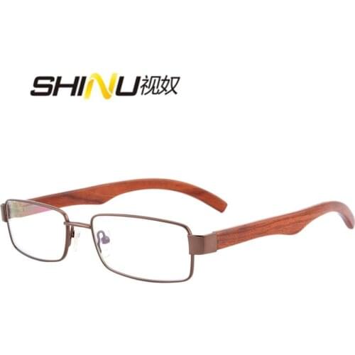 SHINU wood metal glasses frame blue rays protection reading eyeglasses myopia eyewear customized prescription glasses 2732