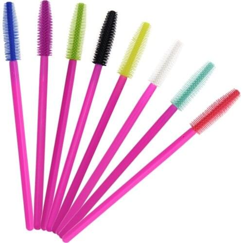 HOT 50 pcs Disposable Silicone Gel Eyelash Brush Comb Mascara Wands Eye Lashes Extension Tool Professional Beauty Makeup Tool