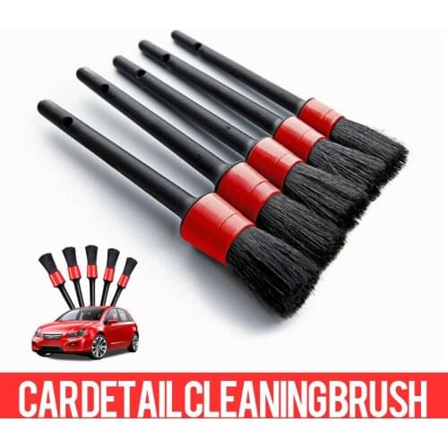 Pcmos 5pcs/Set Car Detail Cleaning Brush Tool Natural Boar Hair Auto Detailing Brushes Interior Accessories 2020 Cleaning Tools
