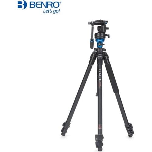 BENRO A1573FS2 Video Tripod Professional Aluminum Camera Stand With S2 Video Head QR4 Plate BS03 Bar Handle Max Loading 2.5kg