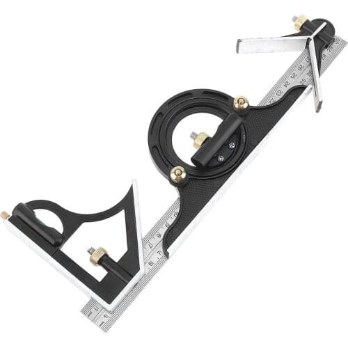 12 Inch 300mm Adjustable Sliding Combination Square Ruler Protractor Stainless Steel Level Measure Measuring Instrument Tool Set