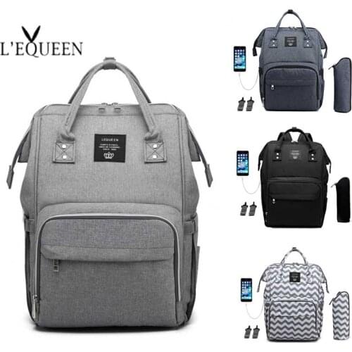 LEQUEEN USB Mummy Maternity Nappy Bag Brand Large Capacity Baby Bag Travel Backpack Designer Nursing Bag for Baby Care