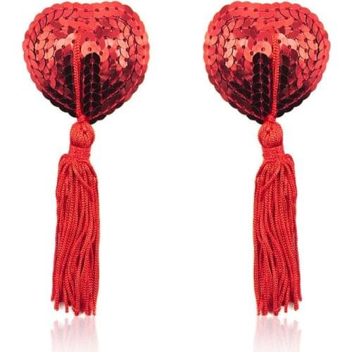 Sexy Pasties Stickers Women Breast Bra Metallic Sequined Heart Tassel Nipple Cover Sex Products for Adult Games