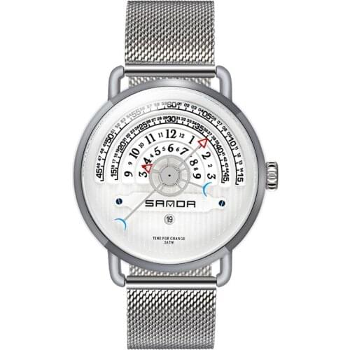 Sliver White Watch Men Watches Creative Dial Mens Watches Male Wristwatch Mens Clock Gold Sliver Waterproof Man reloj saat todo