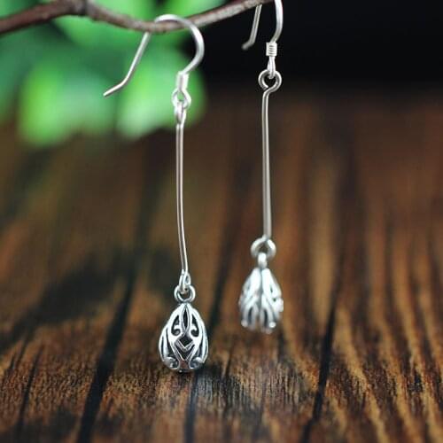 Bali, India and Nepal handmade 925 silver jewelry earrings For Women Hollow Drop Earrings for women